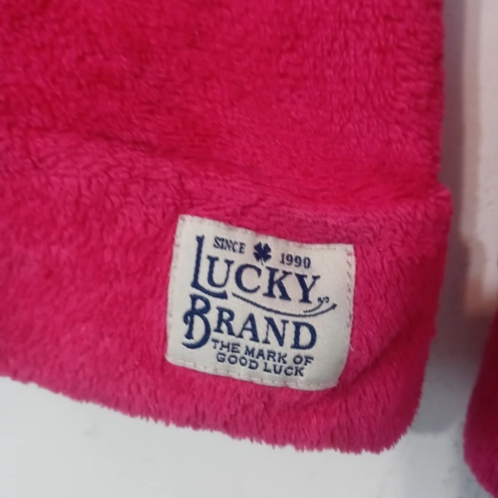 Lucky Brand Girl's M 10-12 long sleeve pink pullover Teddy Fleece Hoodie